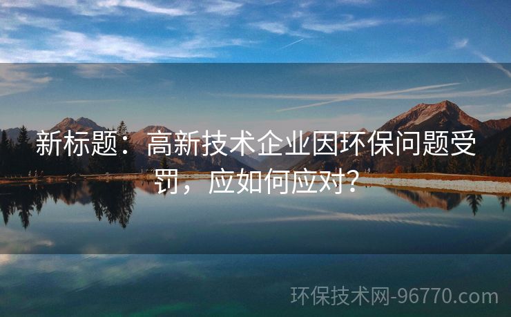 新標(biāo)題：高新技術(shù)企業(yè)因環(huán)保問(wèn)題受罰，應(yīng)如何應(yīng)對(duì)？