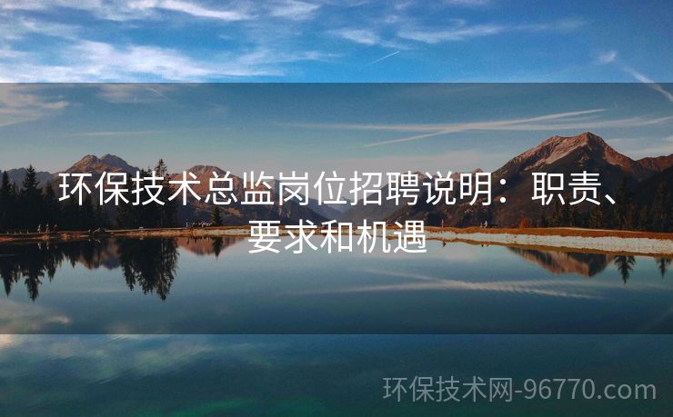環(huán)保技術(shù)總監(jiān)崗位招聘說明：職責(zé)、要求和機(jī)遇